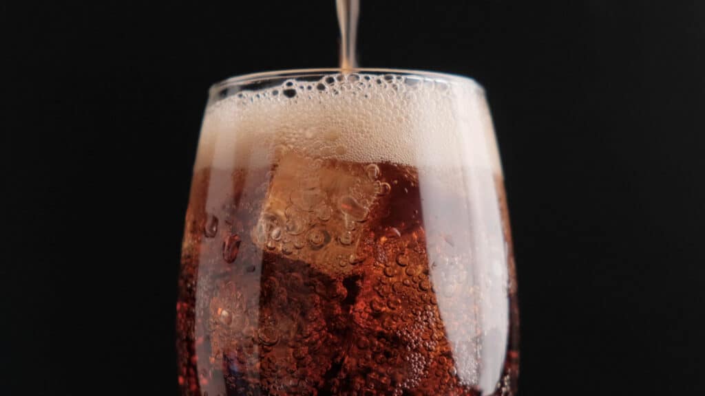 Soda With Ice Black Background Close Up