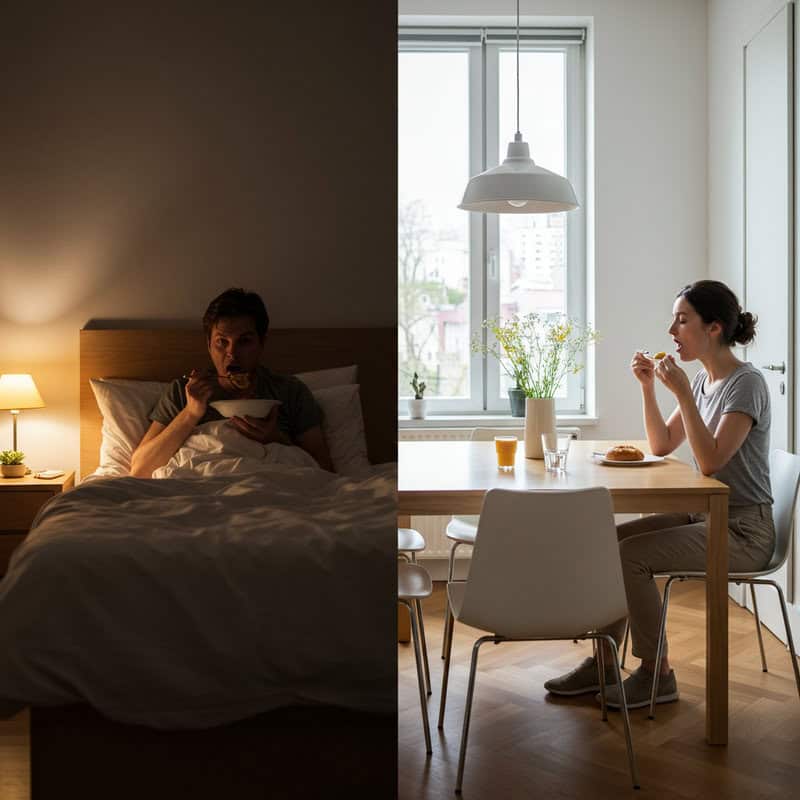 28. Eating in Low Light or in Bed