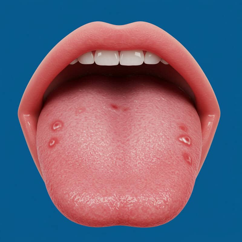 18. Swollen, Smooth Tongue
